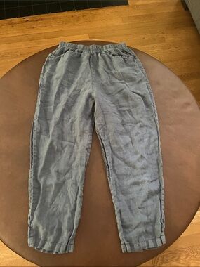 Cut loose cropped linen pants medium